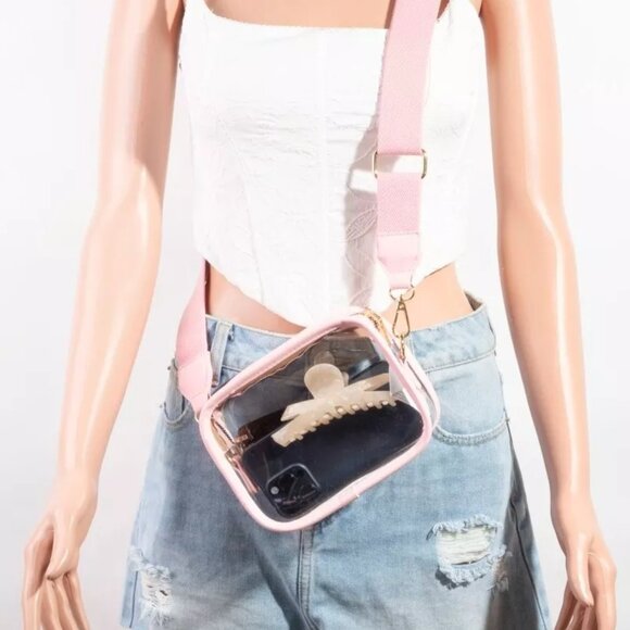 Fame PVC Clear Rectangular Crossbody Bag - Picture 1 of 4